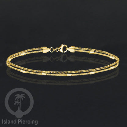 Gelang Tangan dari baja stainless warna emas. Model yang 2-3rantai yang istimewa.