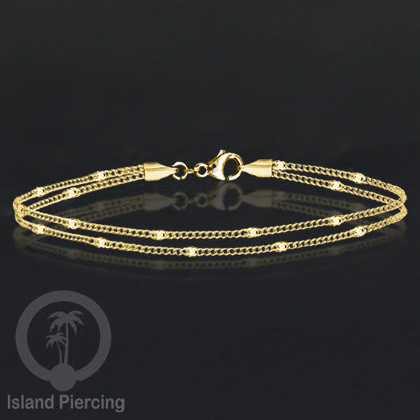 Gelang Tangan dari baja stainless warna emas. Model yang 2-3rantai yang istimewa.