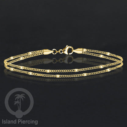 Gelang Tangan dari baja stainless warna emas. Model yang 2-3rantai yang istimewa.