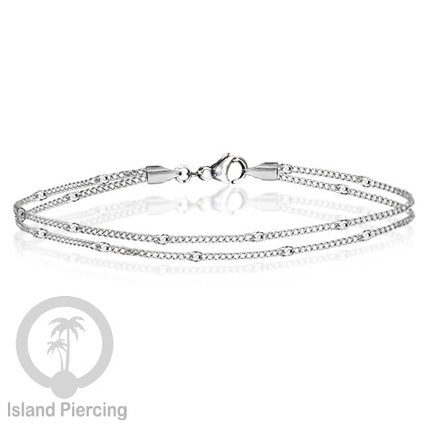 Gelang Tangan dari baja stainless warna silver. Model yang 2-3rantai yang istimewa.