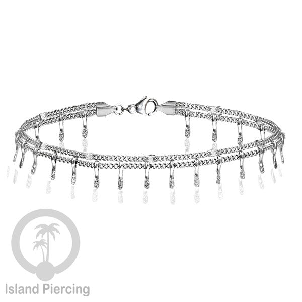 Gelang Tangan dari baja stainless warna silver. Model yang 2-3rantai yang istimewa.