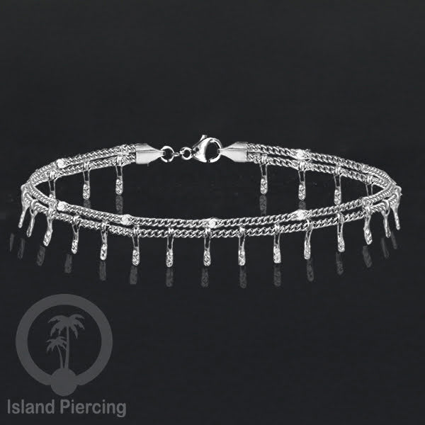Gelang Tangan dari baja stainless warna silver. Model yang 2-3rantai yang istimewa.