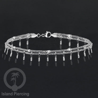 Gelang Tangan dari baja stainless warna silver. Model yang 2-3rantai yang istimewa.