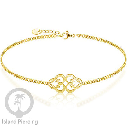 Gelang Tangan buatan  Stainless Steel banyak pilihan motif. Cocok untuk Anak dan Dewasa, warna gold.