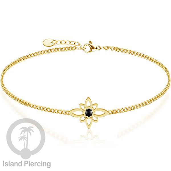 Gelang stainless steel dengan berbagai desain dan hiasan epoksi. Warna gold.