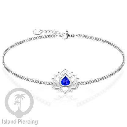 Gelang lotus dari stainless steel dengan berbagai desain dan epoksi berwarna batu. Warna silver.