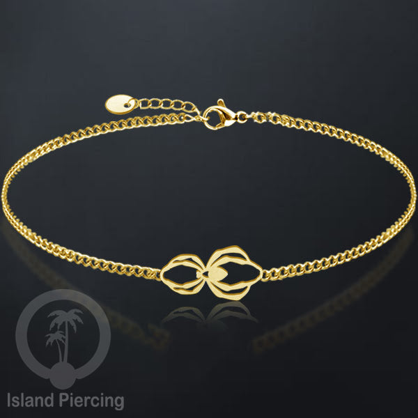 Gelang stainless steel, gelang laba-laba, gelang papan selancar, gelang ular, gelang mandala, warna gold.