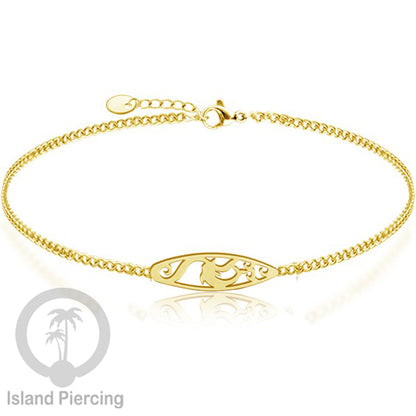 Gelang stainless steel, gelang laba-laba, gelang papan selancar, gelang ular, gelang mandala, warna gold.