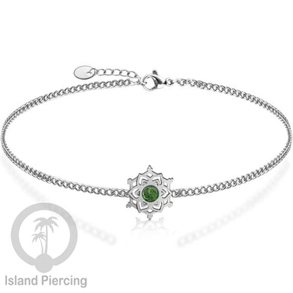 Gelang mandala dari stainless steel dengan berbagai desain dan batu epoksi berwarna. Warna silver.