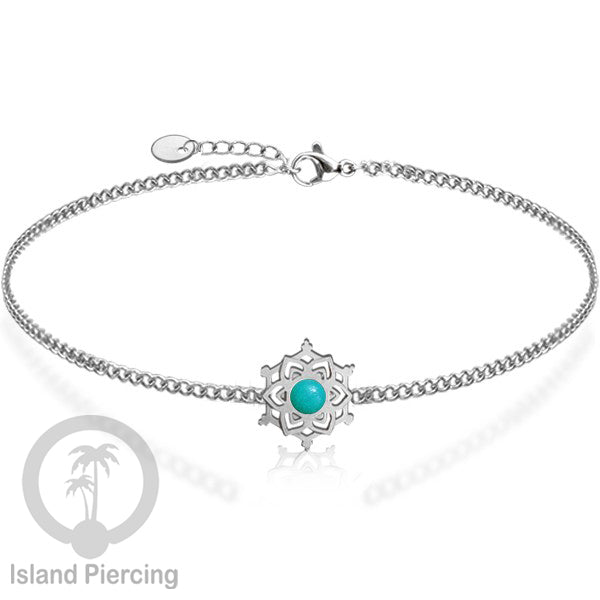 Gelang mandala dari stainless steel dengan berbagai desain dan batu epoksi berwarna. Warna silver.