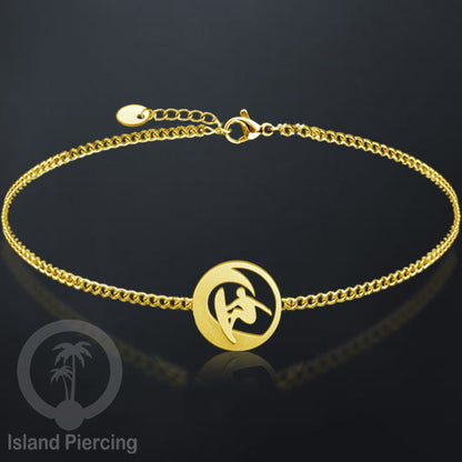 Gelang stainless steel, peace sign gelang, flower of life gelang, bat gelang, surf gelang, warna gołd.