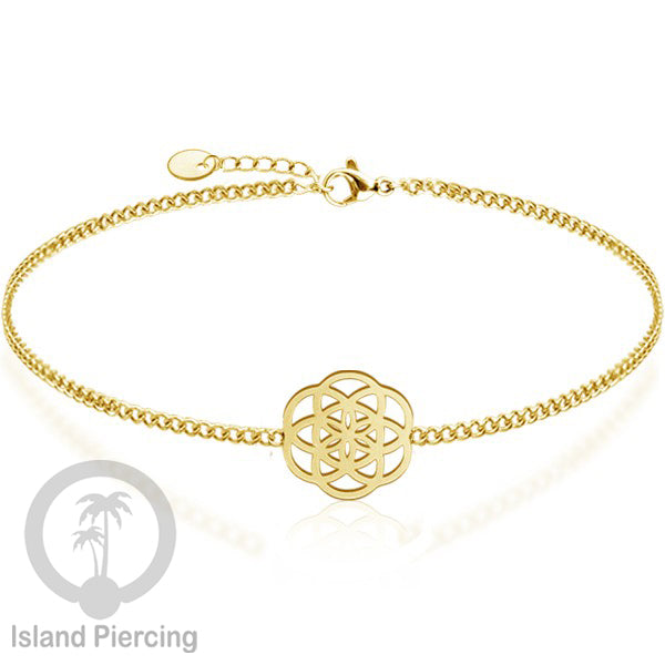Gelang stainless steel, peace sign gelang, flower of life gelang, bat gelang, surf gelang, warna gołd.