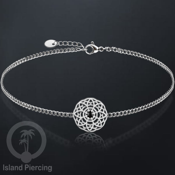 Gelang flower of life dari stainless steel dengan berbagai desain dan batu epoksi berwarna. Warna silver.