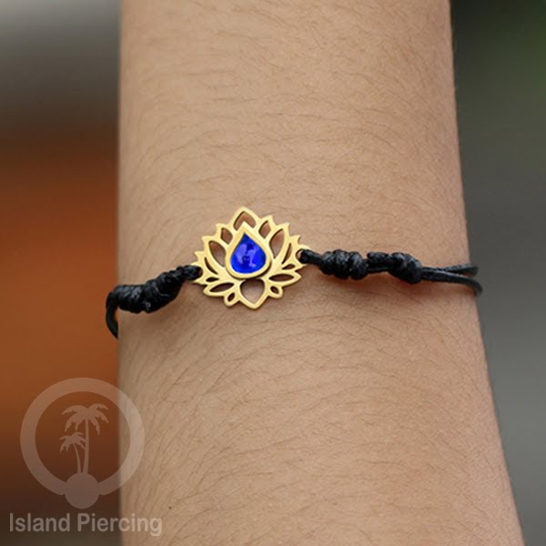 Gelang Tangan Lotus buatan baja stainless steel warna gold dan silver dengan warna Epoxy