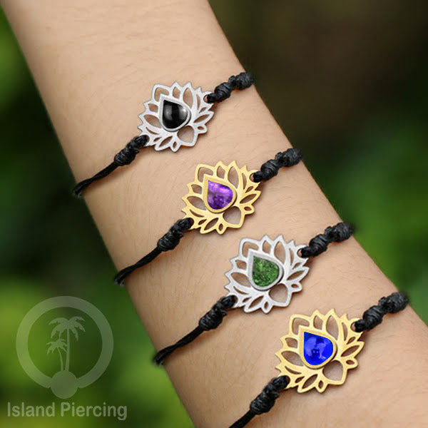 Gelang Tangan Lotus buatan baja stainless steel warna gold dan silver dengan warna Epoxy