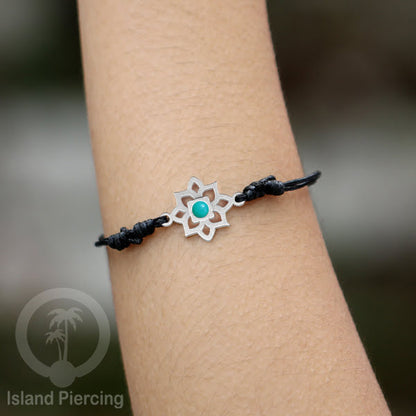 Gelang Tangan Stainless Steel motif Bunga dan Mandala warna silver dengan warna Epoxy