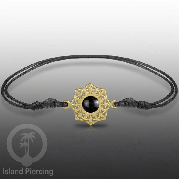 Gelang Tangan Stainless Steel motif Bunga dan Mandala warna gold dengan warna Epoxy