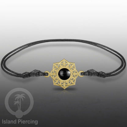 Gelang Tangan Stainless Steel motif Bunga dan Mandala warna gold dengan warna Epoxy