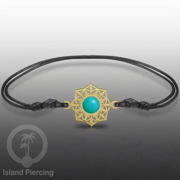 Gelang Tangan Stainless Steel motif Bunga dan Mandala warna gold dengan warna Epoxy