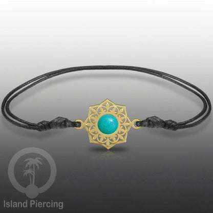 Gelang Tangan Stainless Steel motif Bunga dan Mandala warna gold dengan warna Epoxy