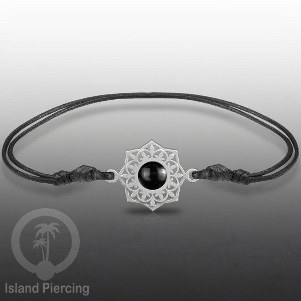 Gelang Tangan Stainless Steel motif Bunga dan Mandala warna silver dengan warna Epoxy