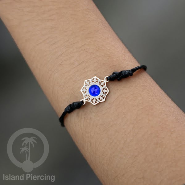 Gelang Tangan Stainless Steel motif Bunga dan Mandala warna silver dengan warna Epoxy