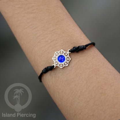 Gelang Tangan Stainless Steel motif Bunga dan Mandala warna silver dengan warna Epoxy