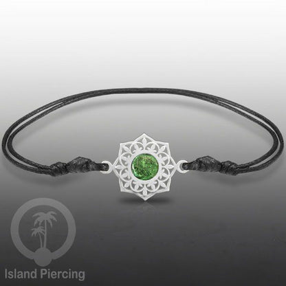Gelang Tangan Stainless Steel motif Bunga dan Mandala warna silver dengan warna Epoxy
