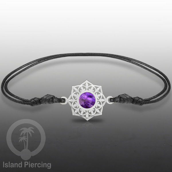 Gelang Tangan Stainless Steel motif Bunga dan Mandala warna silver dengan warna Epoxy