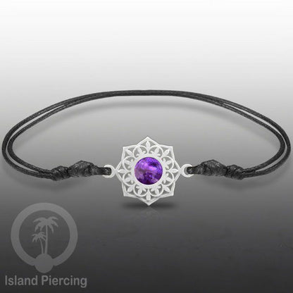 Gelang Tangan Stainless Steel motif Bunga dan Mandala warna silver dengan warna Epoxy