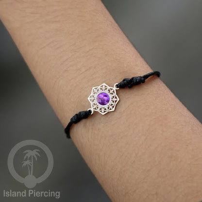 Gelang Tangan Stainless Steel motif Bunga dan Mandala warna silver dengan warna Epoxy