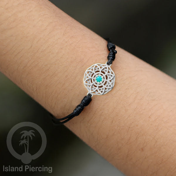 Gelang Tangan Stainless Steel desain Geometric dan Bunga warna silver isi warna Epoxy