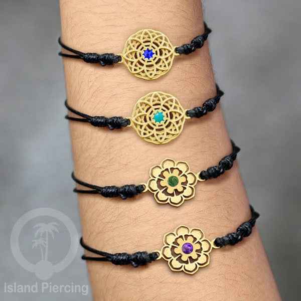 Gelang Tangan Stainless Steel desain Geometric dan Bunga warna gold isi warna Epoxy