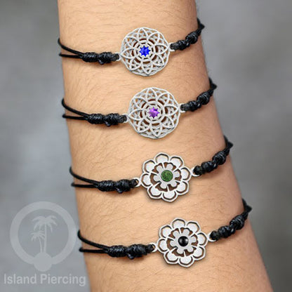 Gelang Tangan Stainless Steel desain Geometric dan Bunga warna silver isi warna Epoxy