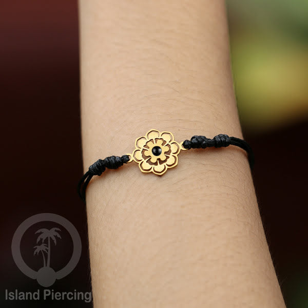 Gelang Tangan Stainless Steel desain Geometric dan Bunga warna gold isi warna Epoxy