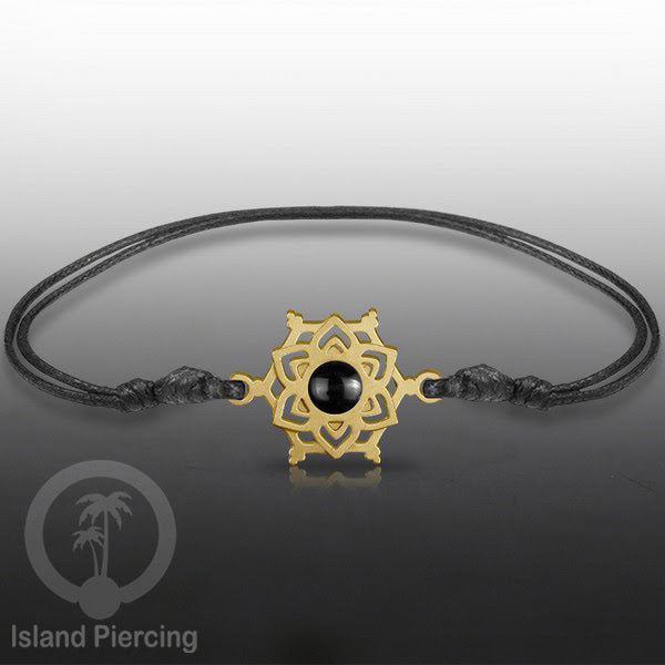 Gelang Tangan Stainless Steel motif Mandala dan Bunga warna gold dekorasi dengan Epoxy