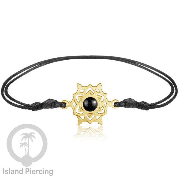 Gelang Tangan Stainless Steel motif Mandala dan Bunga warna gold dekorasi dengan Epoxy