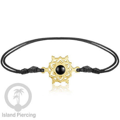 Gelang Tangan Stainless Steel motif Mandala dan Bunga warna gold dekorasi dengan Epoxy