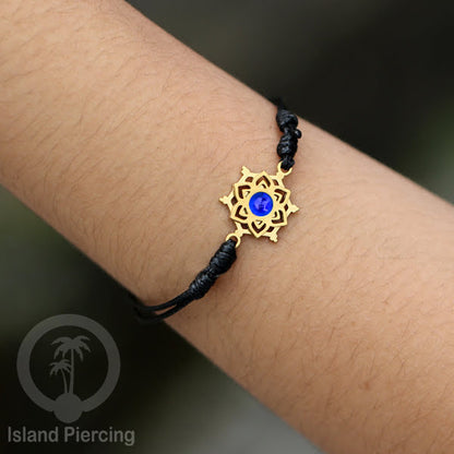 Gelang Tangan Stainless Steel motif Mandala dan Bunga warna gold dekorasi dengan Epoxy