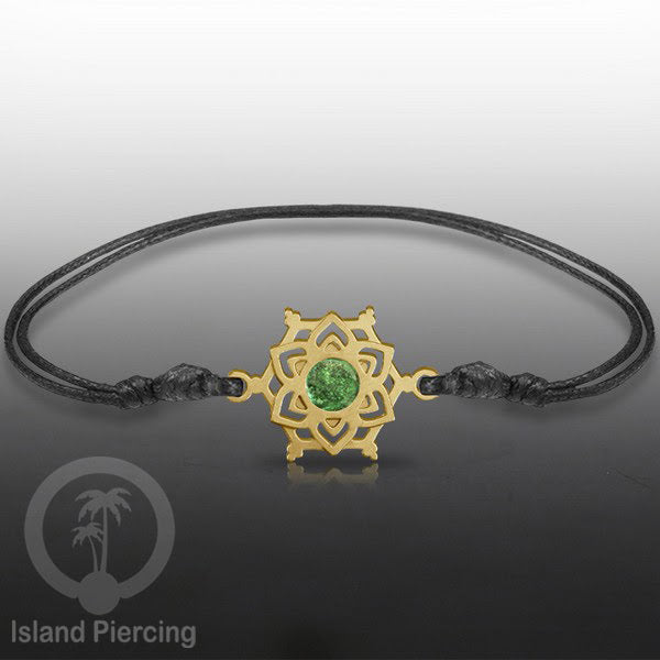 Gelang Tangan Stainless Steel motif Mandala dan Bunga warna gold dekorasi dengan Epoxy