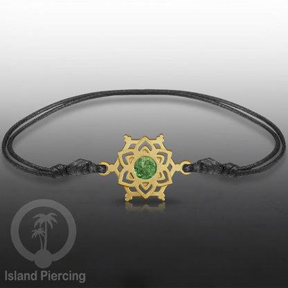 Gelang Tangan Stainless Steel motif Mandala dan Bunga warna gold dekorasi dengan Epoxy