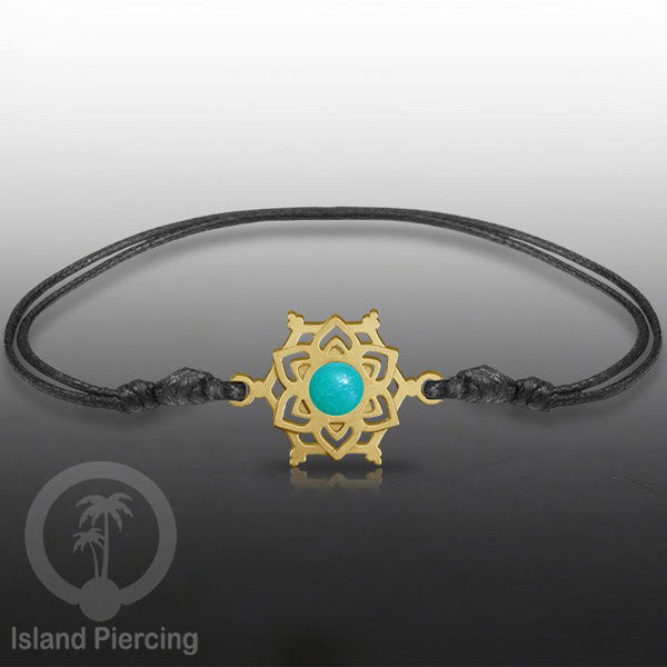 Gelang Tangan Stainless Steel motif Mandala dan Bunga warna gold dekorasi dengan Epoxy