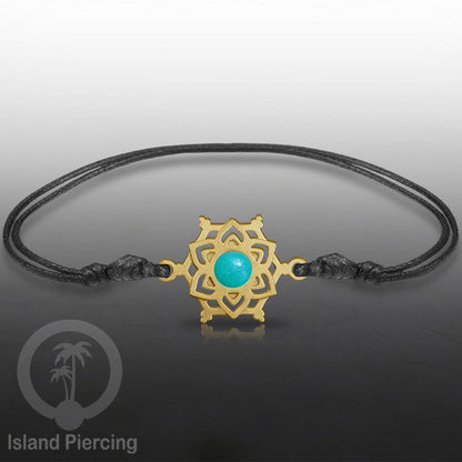 Gelang Tangan Stainless Steel motif Mandala dan Bunga warna gold dekorasi dengan Epoxy