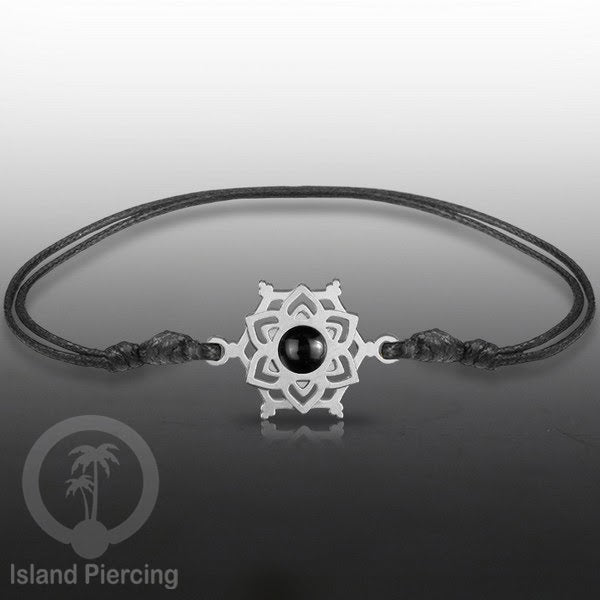 Gelang Tangan Stainless Steel motif Mandala dan Bunga warna silver dekorasi dengan Epoxy