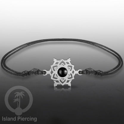 Gelang Tangan Stainless Steel motif Mandala dan Bunga warna silver dekorasi dengan Epoxy