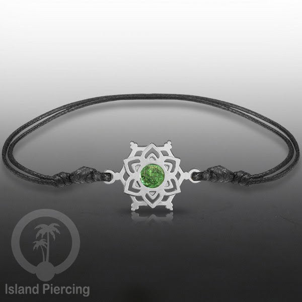 Gelang Tangan Stainless Steel motif Mandala dan Bunga warna silver dekorasi dengan Epoxy