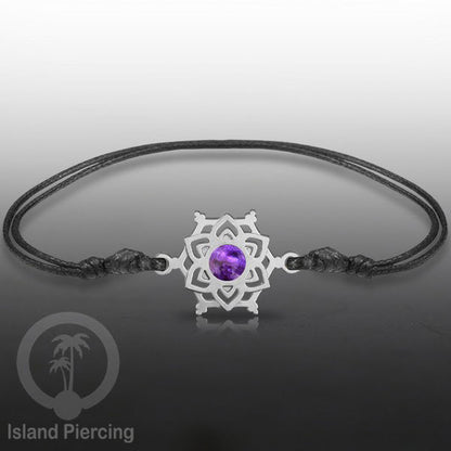 Gelang Tangan Stainless Steel motif Mandala dan Bunga warna silver dekorasi dengan Epoxy