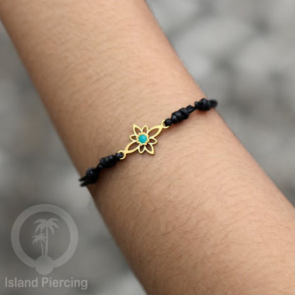 Gelang Tangan Stainless Steel motif Mandala dan Bunga warna gold dekorasi dengan Epoxy