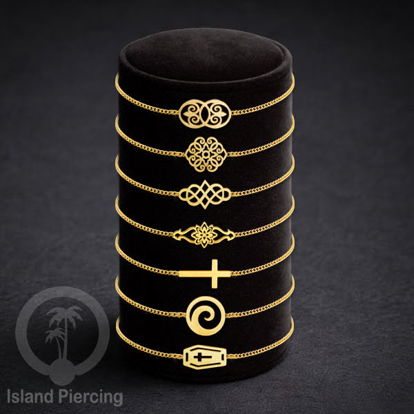 Gelang Tangan buatan Stainless Steel banyak pilihan motif. warna gold.