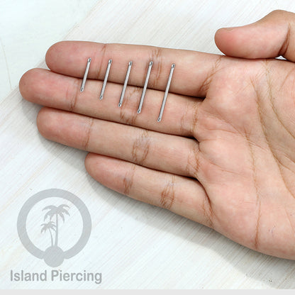 Piercing Bar Tindik warna silver. Khusus piercing external 1.6mm, 14gauge. Panjang 6-42mm tersedia